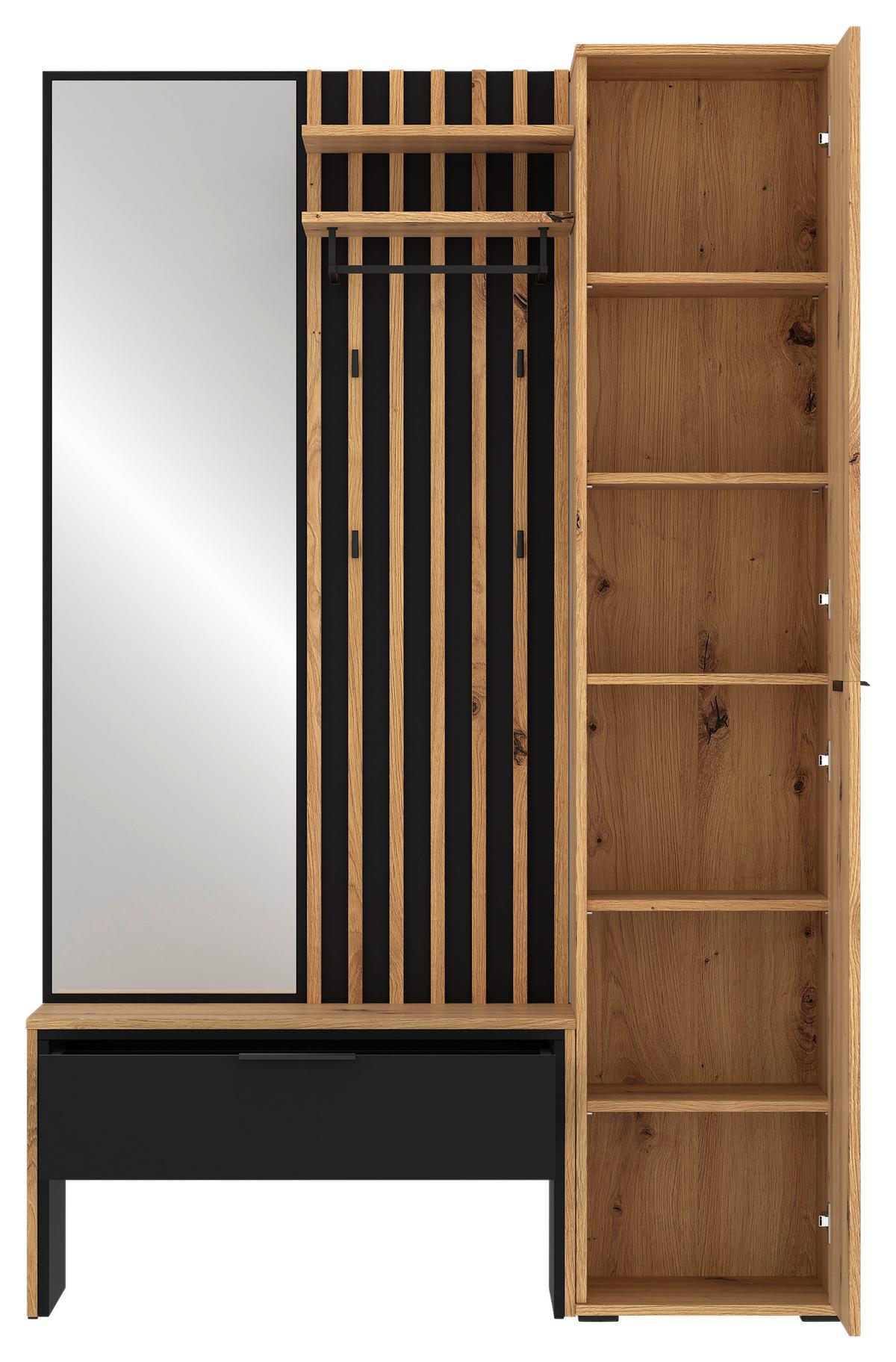 Šatna Madera š: 122 cm - černá/dub artisan, Trend, kompozitní dřevo (122/190/38cm)