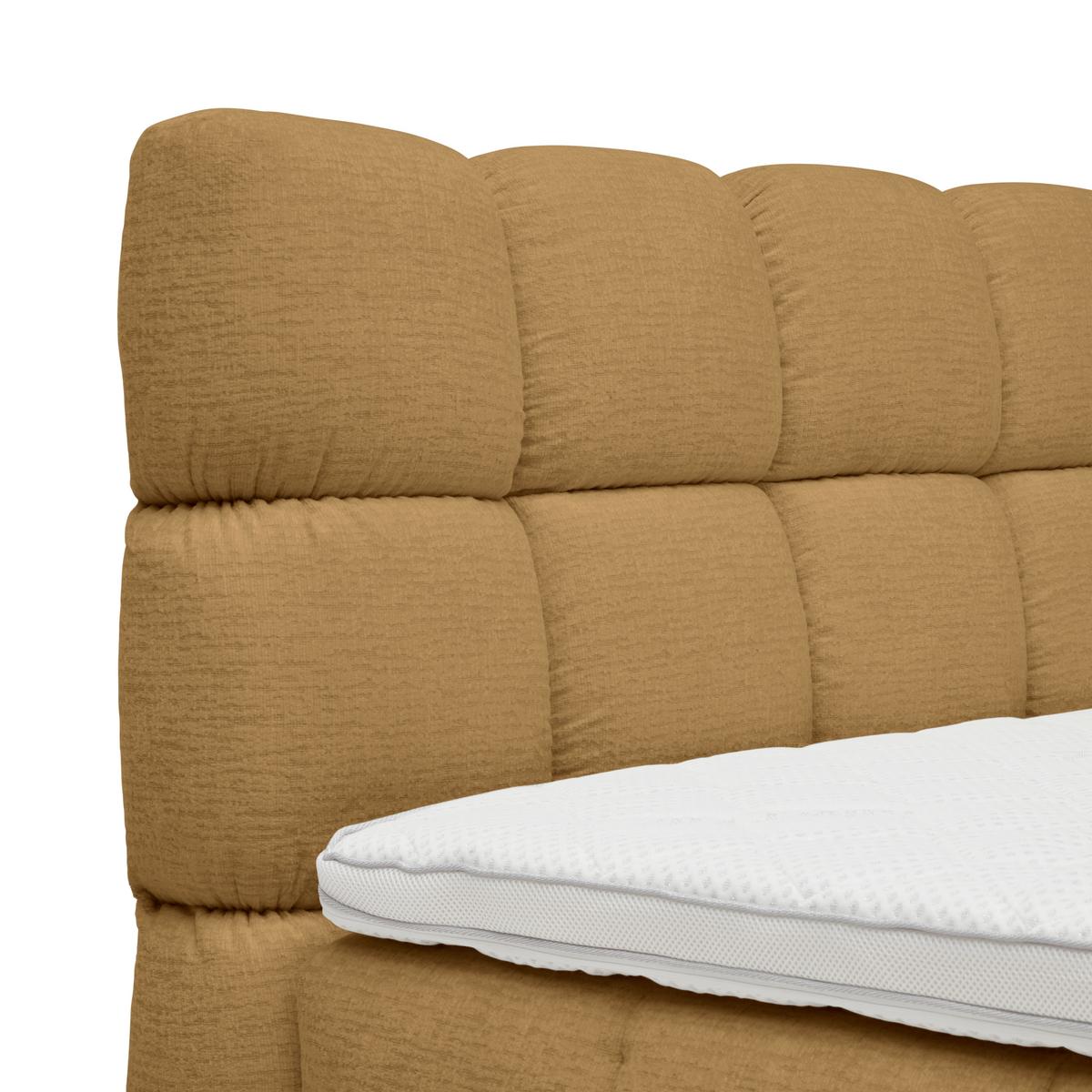 Boxspring postel BUBBLE BOX 180/200 cm, hořcicově žlutá - černá/hořčicově žlutá, Konvenční, kov/dřevo (180/200cm) - Premium Living