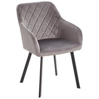Armlehnstuhl Lucy Grau Mit Samtbezug - Schwarz/Grau, MODERN, Holz/Textil (54/87/64cm) - Livetastic