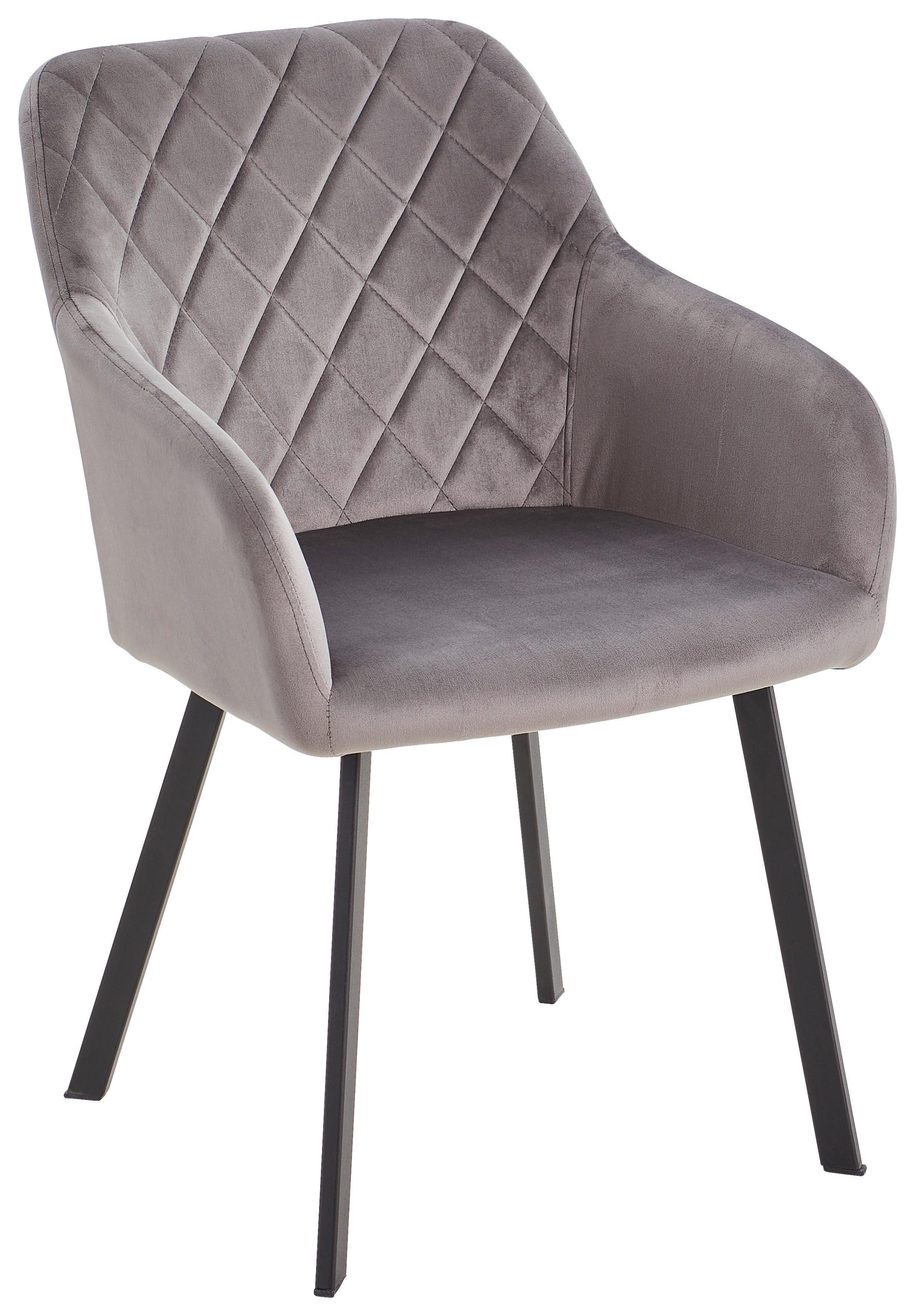 Armlehnstuhl Lucy Grau Mit Samtbezug