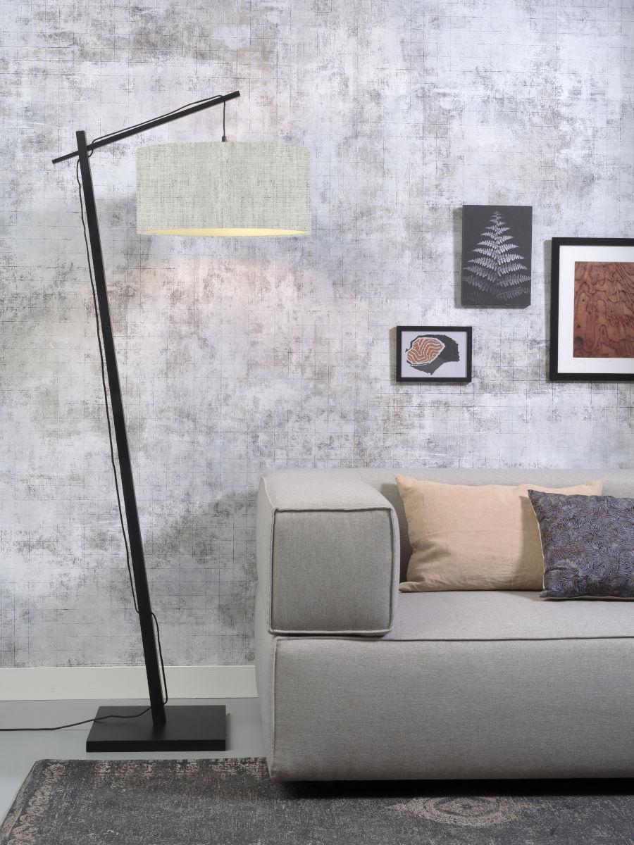 Stehlampe Andes Naturfarben/ Beige Mit Fußschalter - Beige/Schwarz, Design, Naturmaterialien/Textil (47/176/23cm) - Good & Mojo