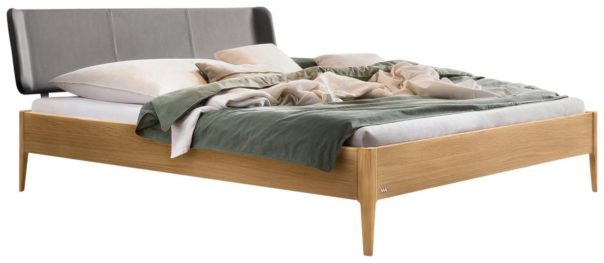 Bett Varese Eichefarben Lf: 140x200 Cm - Dunkelgrau/Eichefarben, MODERN, Holz/Textil (140/200cm) - Hasena