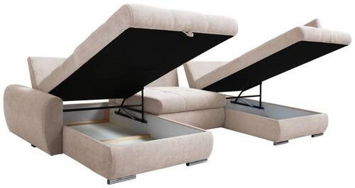 Ecksofa Canion - Chromfarben/Beige, Design, Textil (174/322/173cm) - Livetastic