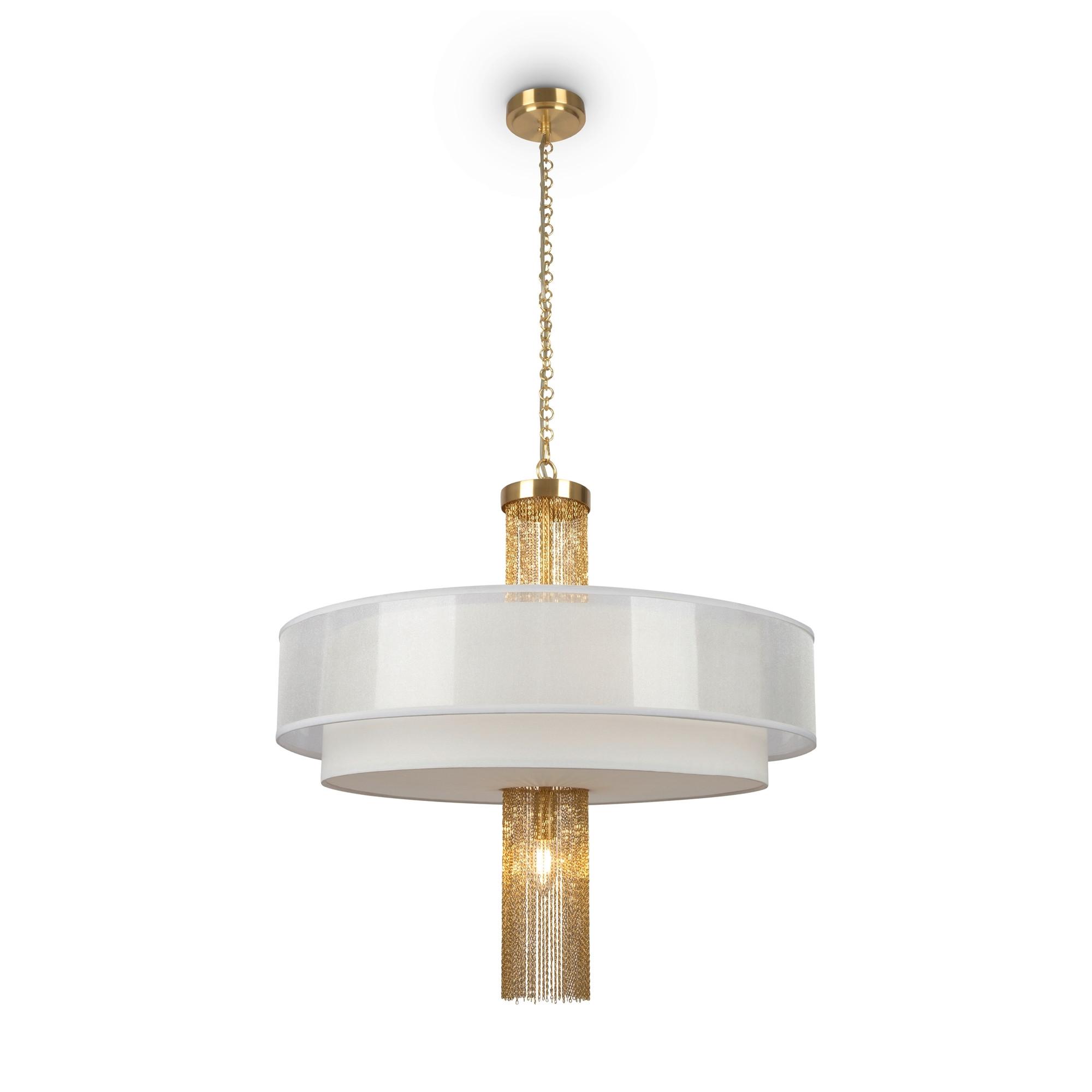 Pendelleuchte Impressive - Goldfarben/Weiß, Trend, Textil/Metall (68/69,5cm) - MAYTONI