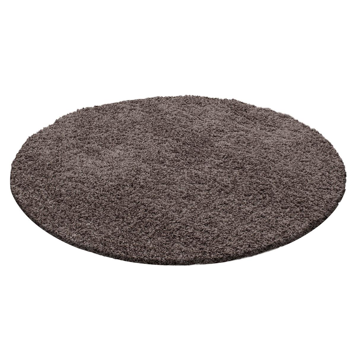 Hochflor Teppich Taupe Life Rund Ø 200 cm - Taupe, KONVENTIONELL, Textil (200cm) - Novel