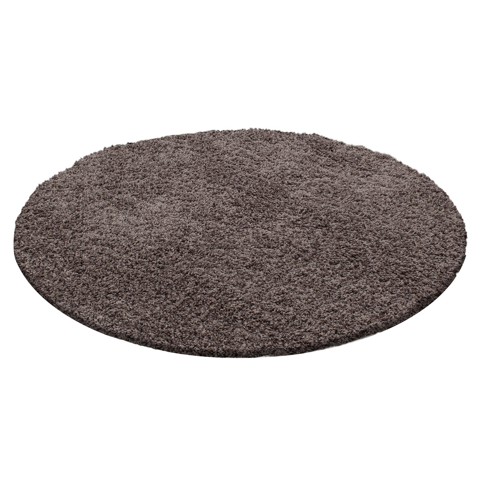 Hochflor Teppich Taupe Life Rund Ø 200 cm