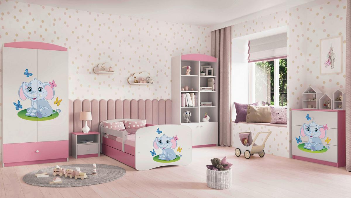 Kinder-/Juniorbett Babydreams Inkl. Matratze 80x160 - Pink/Birkefarben, MODERN, Holz/Holzwerkstoff (80/160cm) - MID.YOU