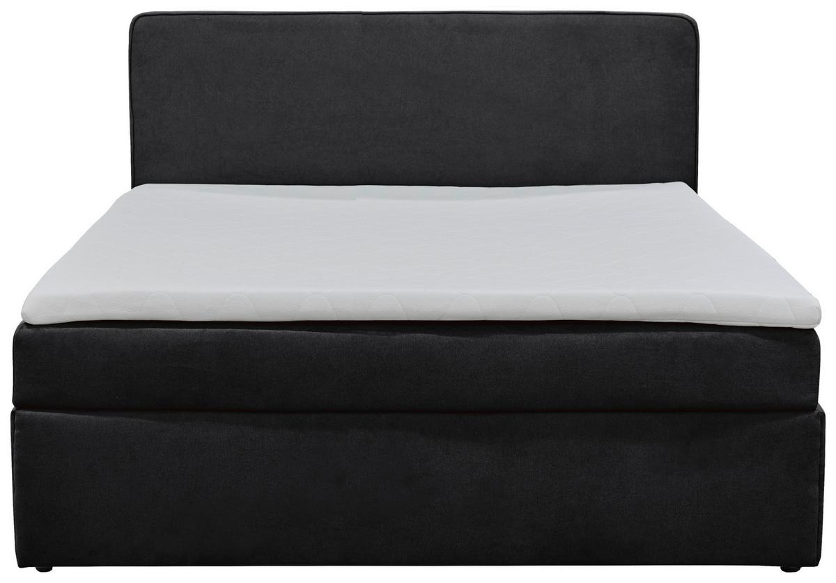 Boxbett Jubi 160-A - Anthrazit/Schwarz, KONVENTIONELL, Holz/Textil (160/200cm)