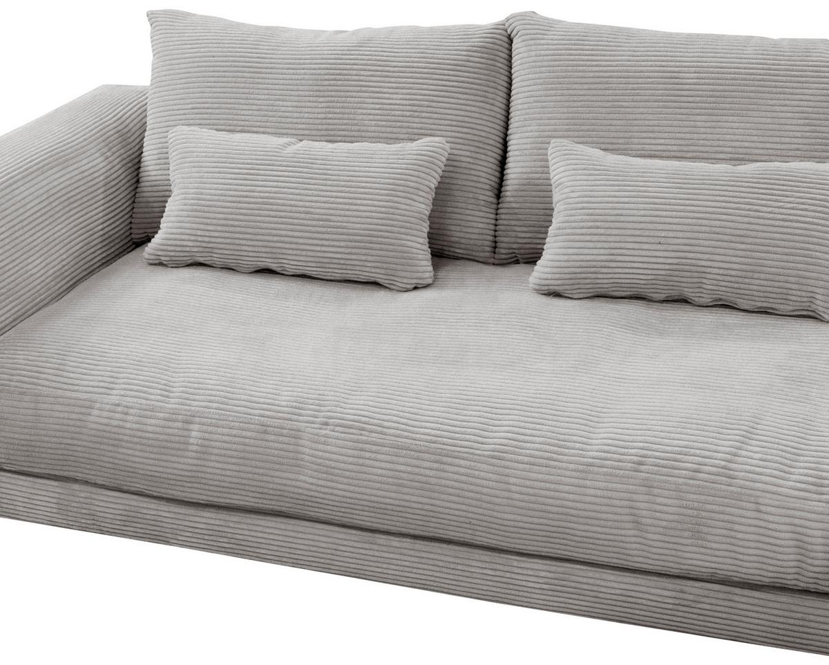 Ecksofa Berlin Cord Hellgrau 313x172 cm - Hellgrau/Schwarz, Design, Textil (313/172cm) - Livetastic