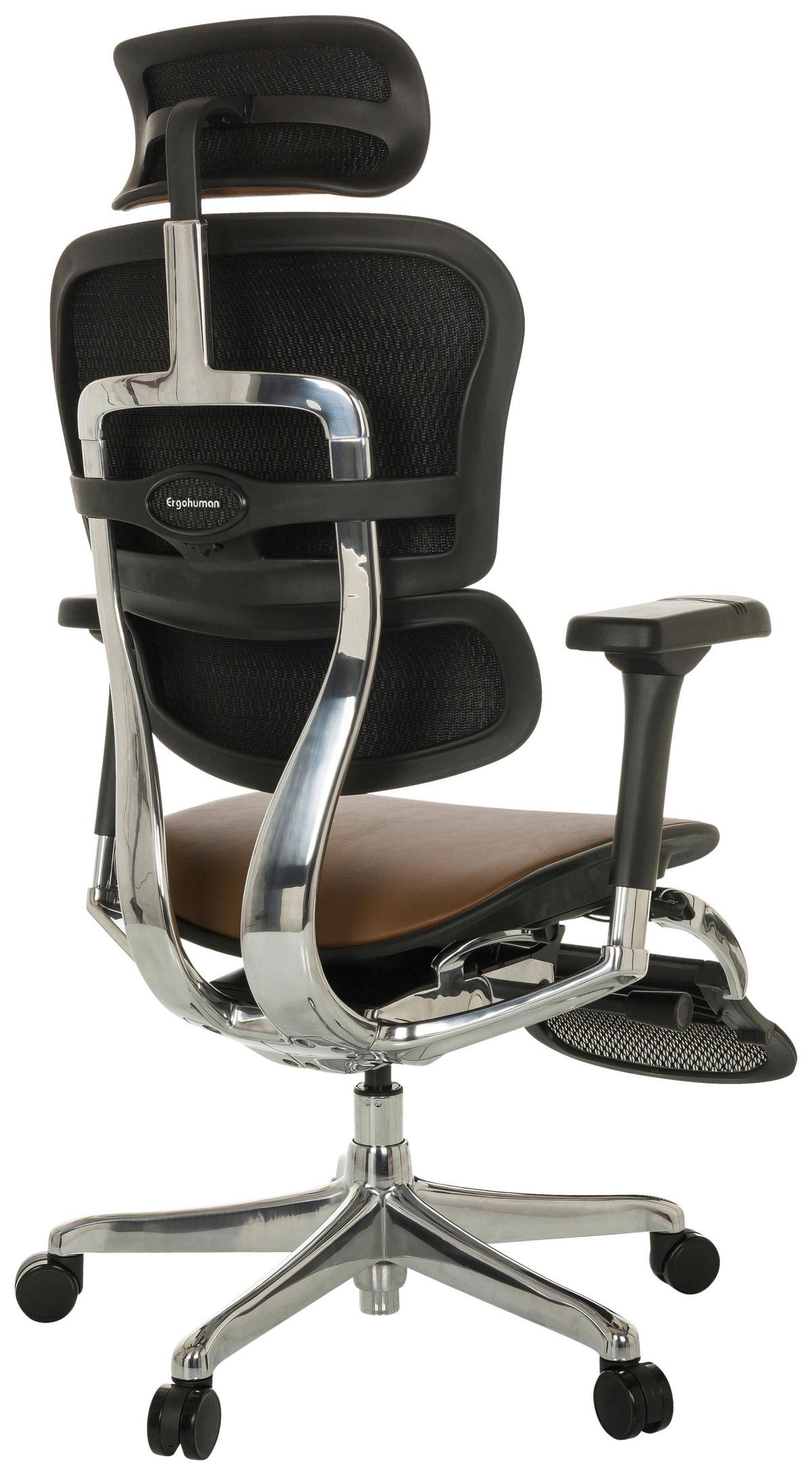 Drehstuhl Ergohuman Plus Braun B: 76 Cm - Silberfarben/Schwarz, MODERN, Leder/Kunststoff (76/119 - 138/64cm) - MID.YOU