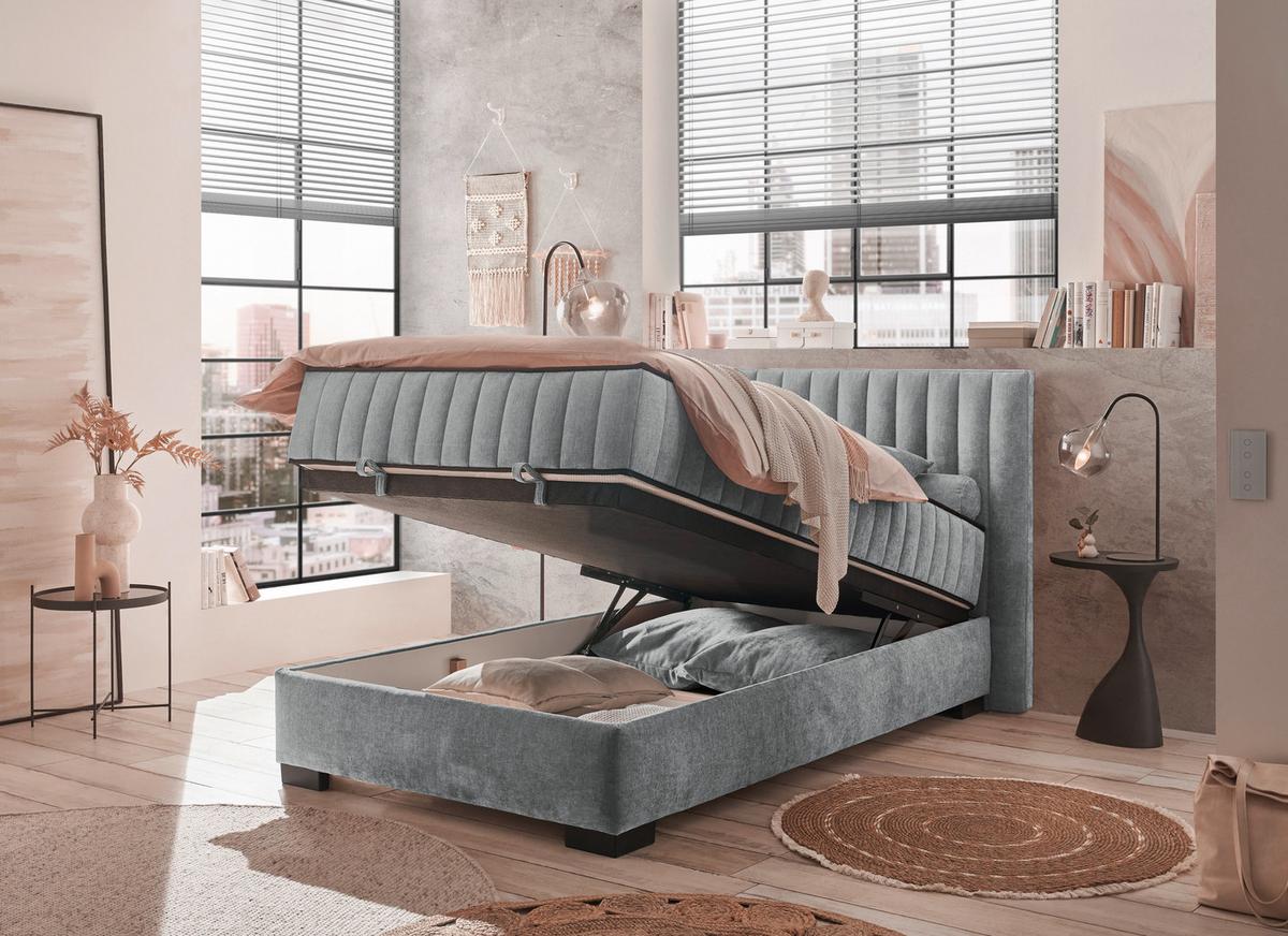 Boxbett Mit Bettkasten 120x200 Cm Nagol B - Anthrazit/Schwarz, MODERN, Holzwerkstoff/Textil (120/200cm) - MID.YOU