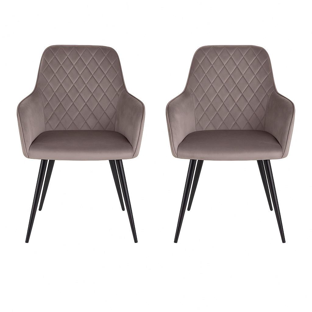 Armlehnstuhl-set Harbo Graubraun B: 57 Cm - Graubraun/Schwarz, MODERN, Textil/Metall (57/87/65cm) - MID.YOU