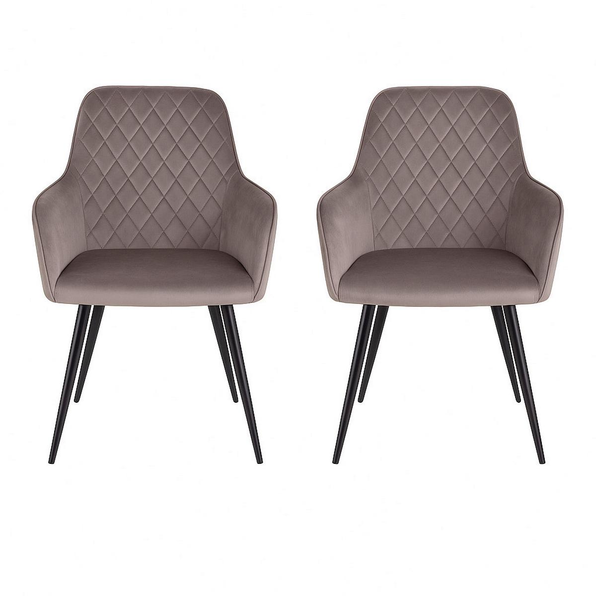 Armlehnstuhl-set Harbo Graubraun B: 57 Cm - Graubraun/Schwarz, MODERN, Textil/Metall (57/87/65cm) - MID.YOU