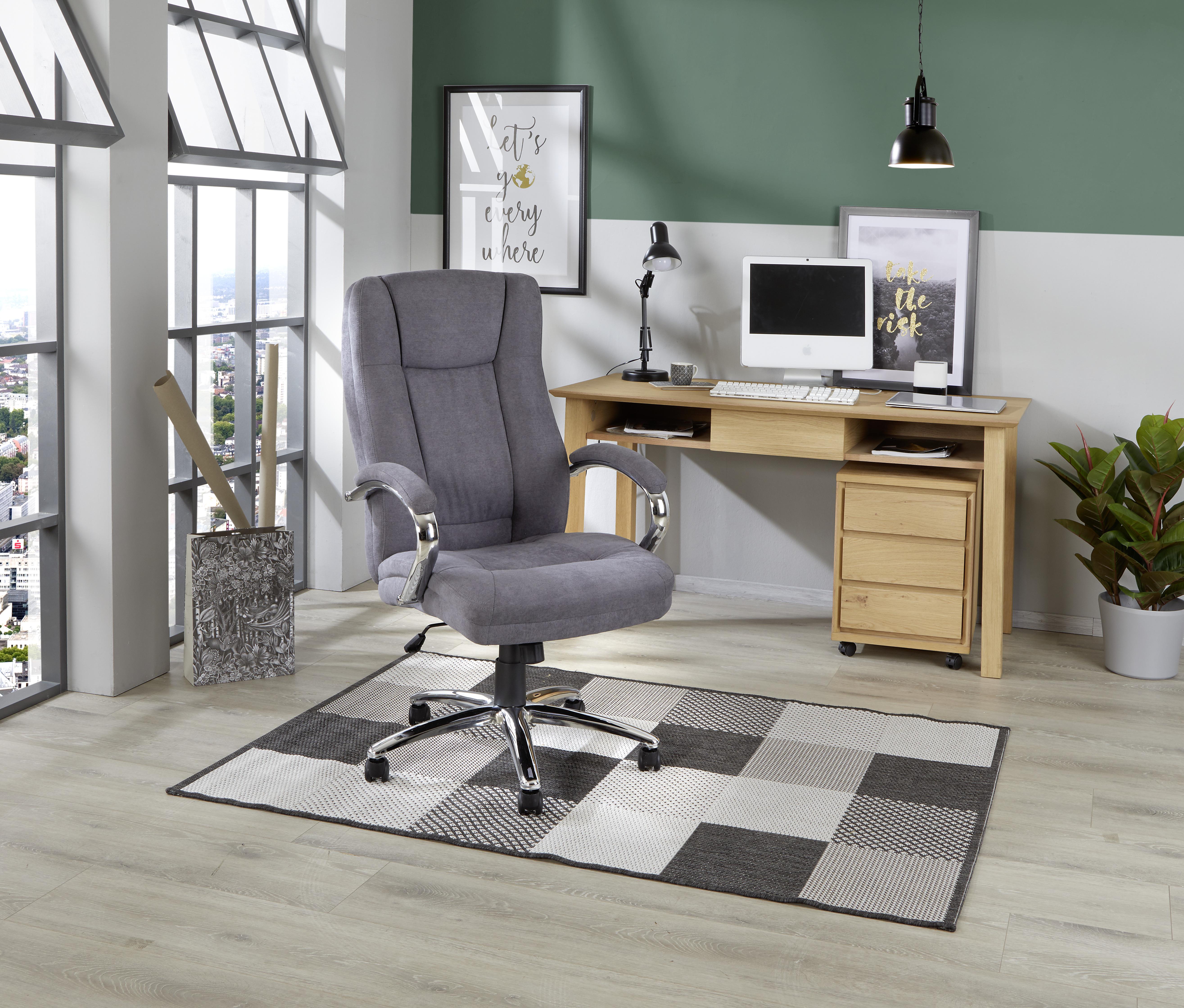 Chefsessel Big Size Mit Armlehnen Lederlook Dunkelgrau - Chromfarben/Dunkelgrau, MODERN, Kunststoff/Textil (62/111-121/76cm)