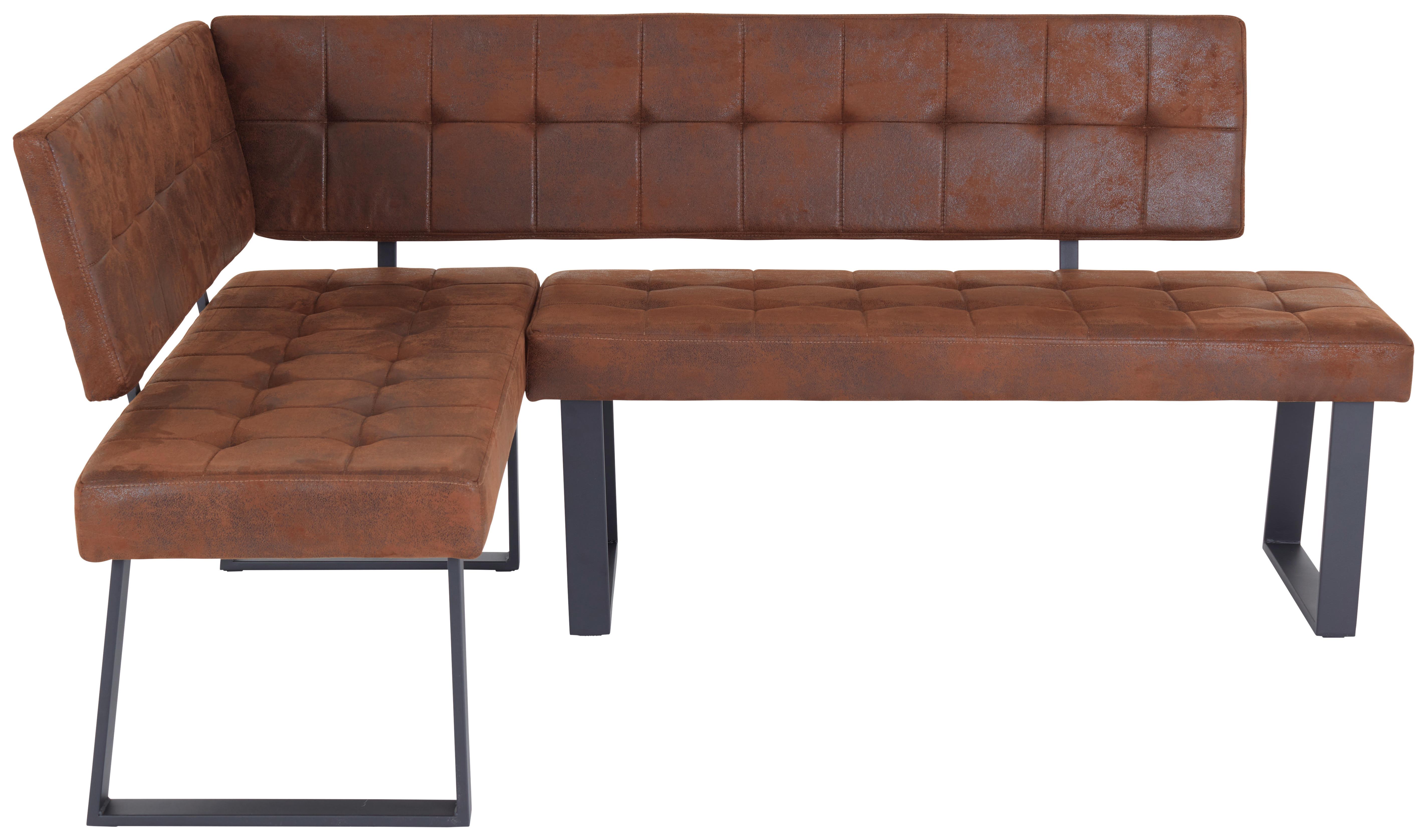 Eckbank Braun Lavik 134x185 cm - Schwarz/Braun, MODERN, Textil/Metall (134/185cm) - Livetastic