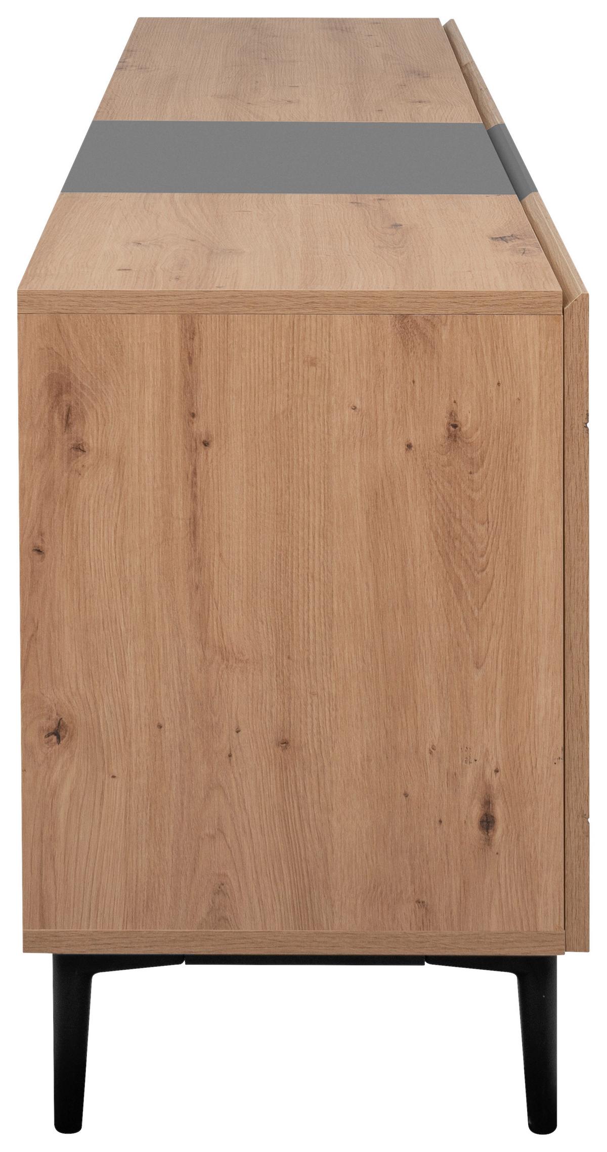 Sideboard Nola 200 Cm Schwarz/eiche Dekor - Eichefarben/Schwarz, KONVENTIONELL, Holzwerkstoff (200/65/42cm) - MID.YOU