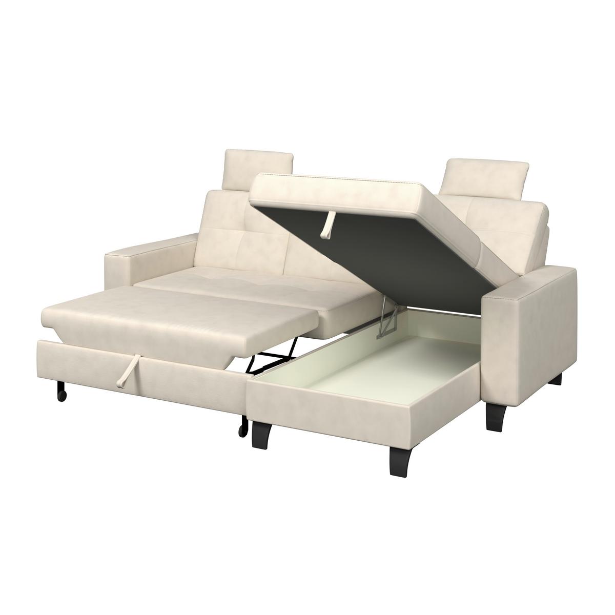 Ecksofa Varese mit Bettkasten Naturfarben 239x164 cm - Beige/Schwarz, KONVENTIONELL, Textil (239/164cm) - James Wood