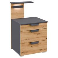 Nachkästchen Grau Metallic Dekor H: 80 cm Karpo - Eiche Artisan/Grau, MODERN, Holzwerkstoff (47/80/48cm)