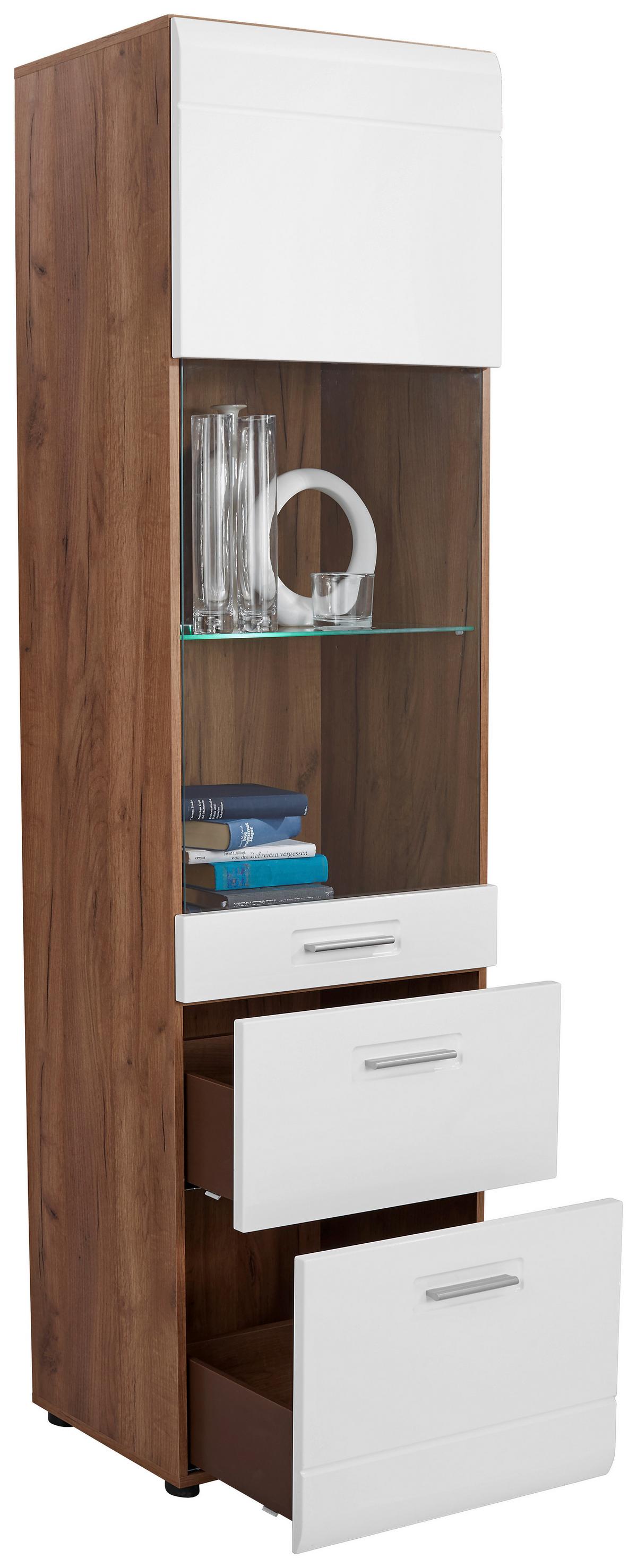 Vitrin Avensis New - tölgyfa színű/fehér, Konventionell, faalapú anyag/Üveg (60/205,7/37,1cm) - Luca Bessoni