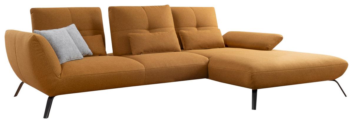 Wohnlandschaft Dover Xc - Currygelb/Dunkelgelb, MODERN, Holzwerkstoff/Textil (301/191cm)