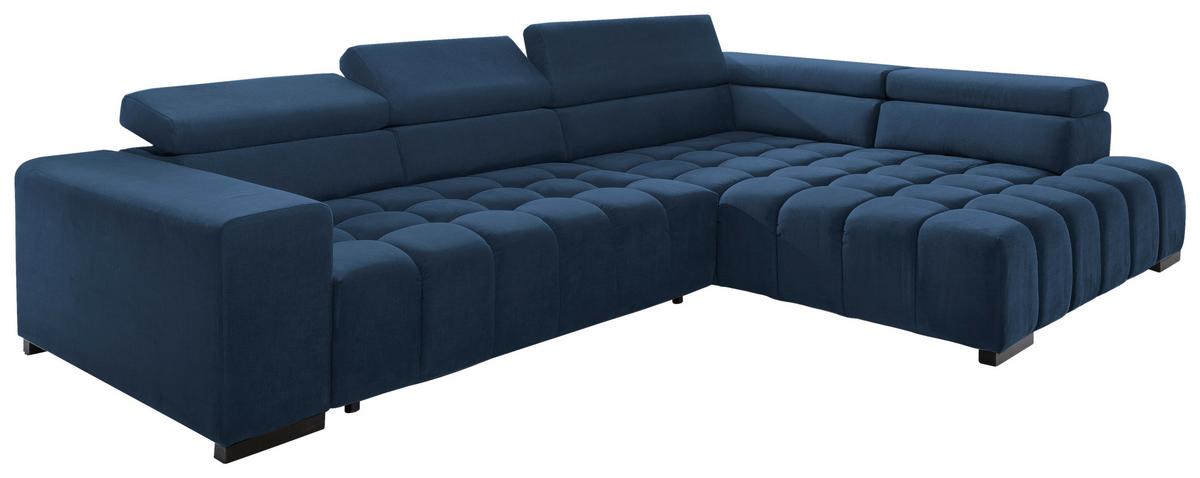 Eckschlafsofa Elias Neu Blau S: 307 Cm - Blau/Schwarz, Design, Textil (307/201cm) - Livetastic