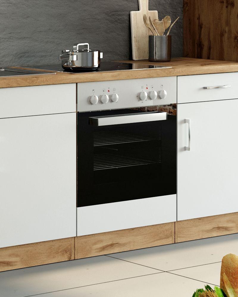 Herdumbauschrank B: 60cm Eiche Dekor/Weiß + Arbeitsplatte - Weiß, MODERN, Holzwerkstoff (60/85/60cm) - Held