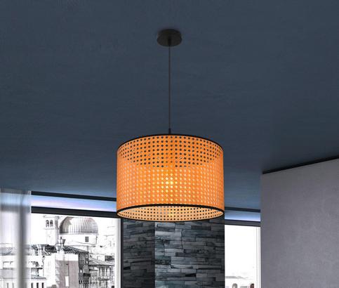 Leuchte D: 45 cm Hängeleuchte GRIZZANA in Schwarz