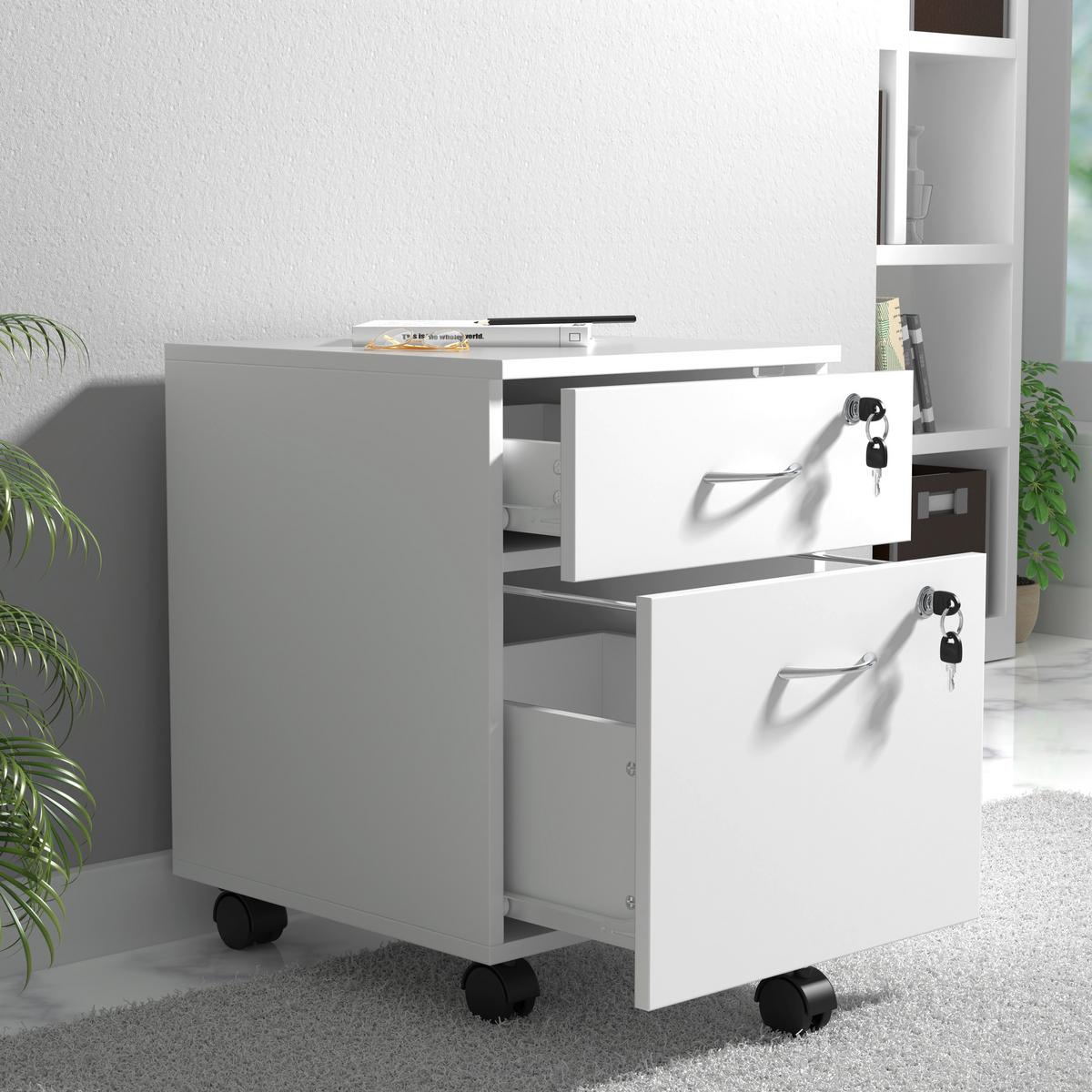Rollcontainer Baula Weiß B: 40 Cm - Weiß, Design, Holzwerkstoff/Kunststoff (40/54/44cm) - MID.YOU