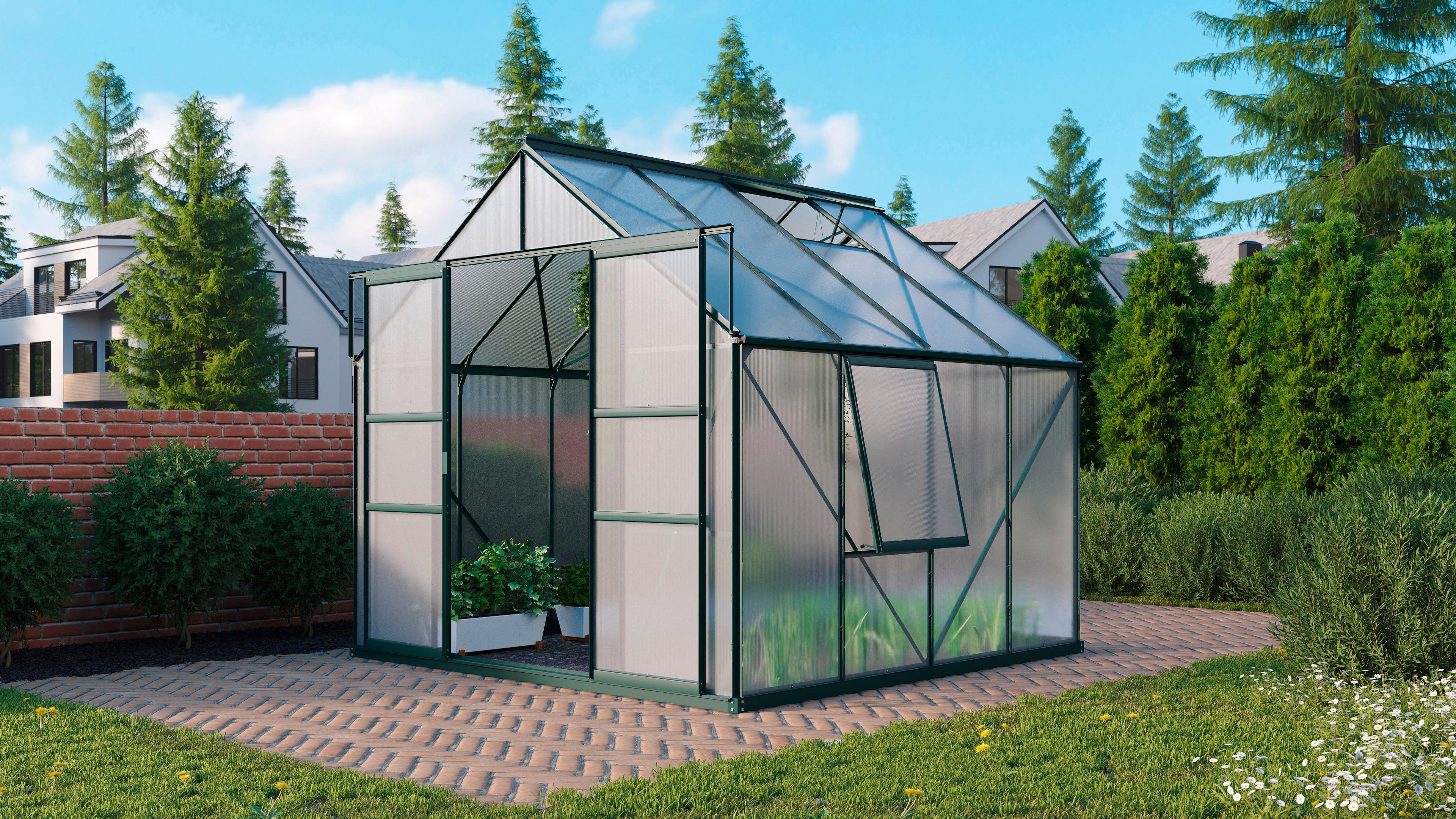 Gewächshausbausatz Meridian 2 6700 Hkp4mm - Grün, Basics, Kunststoff/Metall (257/231,8/258cm)