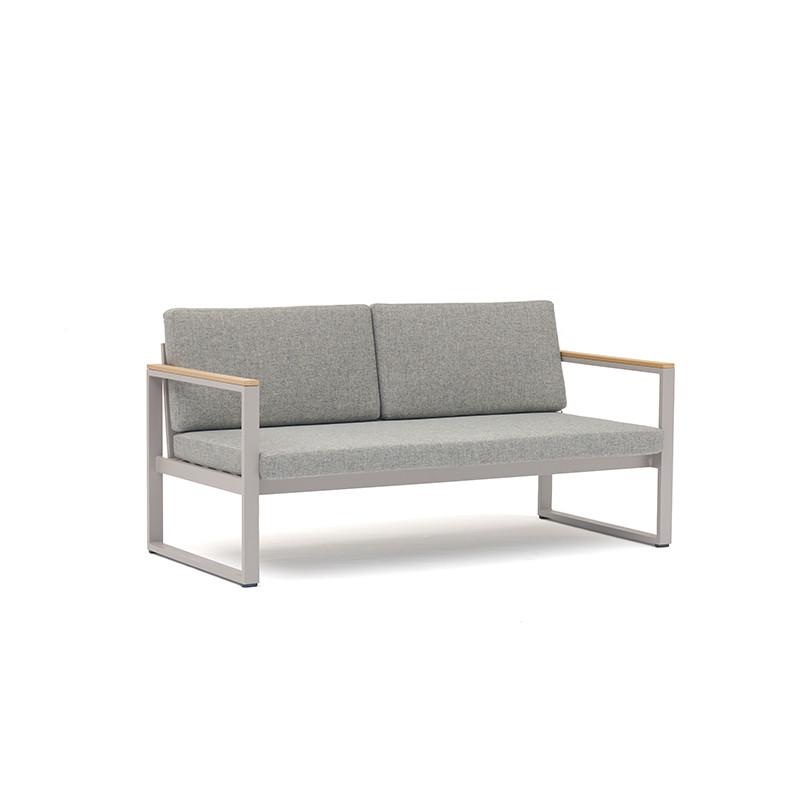 Loungegarnitur 4-tlg. Marbella Aus Metall/glas Mit Kissen - Weiß/Teakfarben, Basics, Glas/Metall (162/75/70cm)