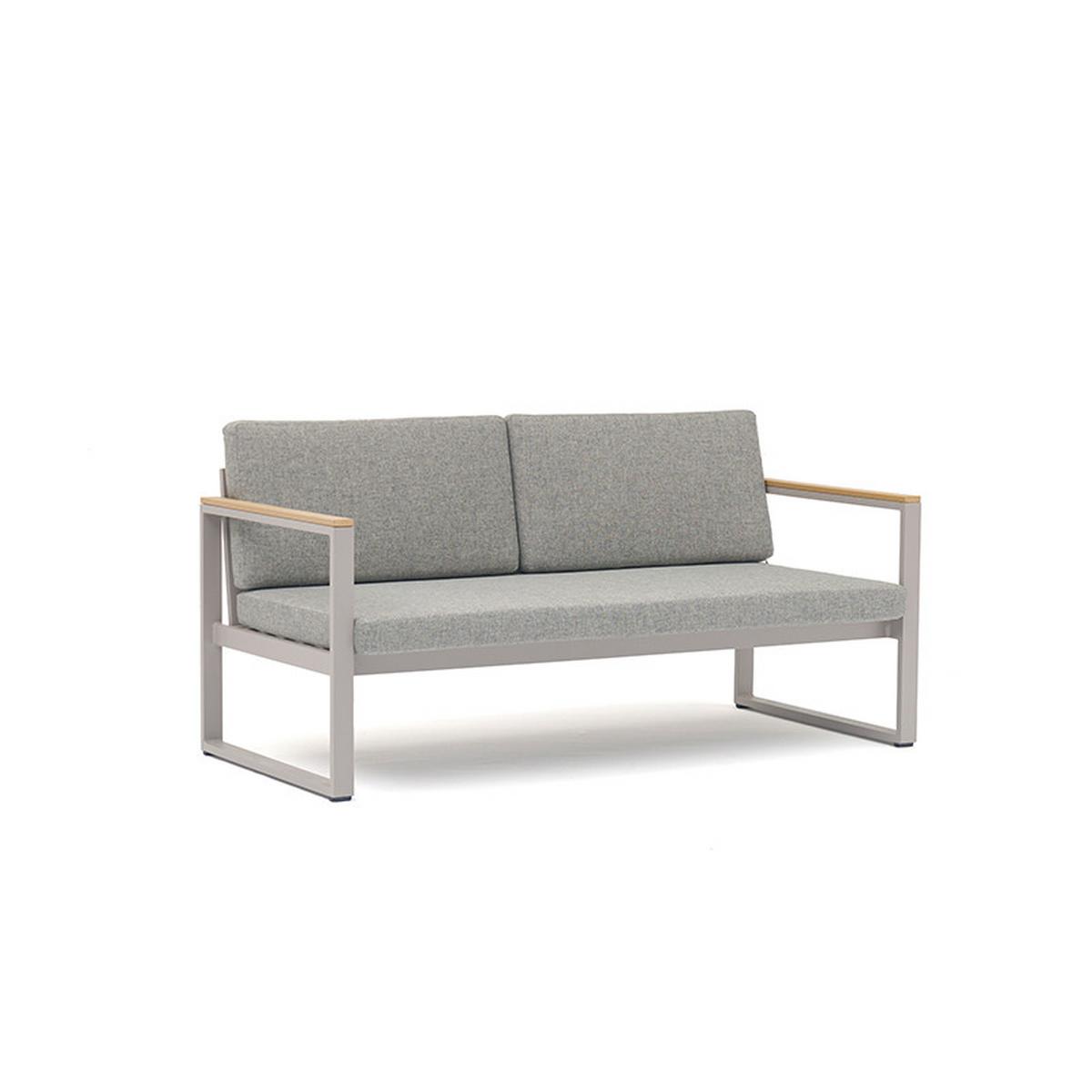 Loungegarnitur 4-Tlg. Marbella aus Metall/Glas mit Kissen - Weiß/Teakfarben, Basics, Glas/Metall (162/75/70cm)