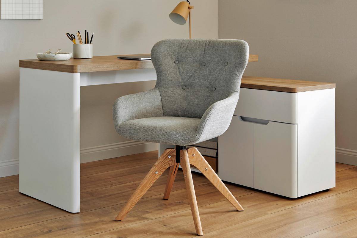 Stuhl Club Hellgrau/eichefarben B: 57 Cm - Eichefarben/Hellgrau, MODERN, Holz/Kunststoff (57/62/91cm) - Livetastic