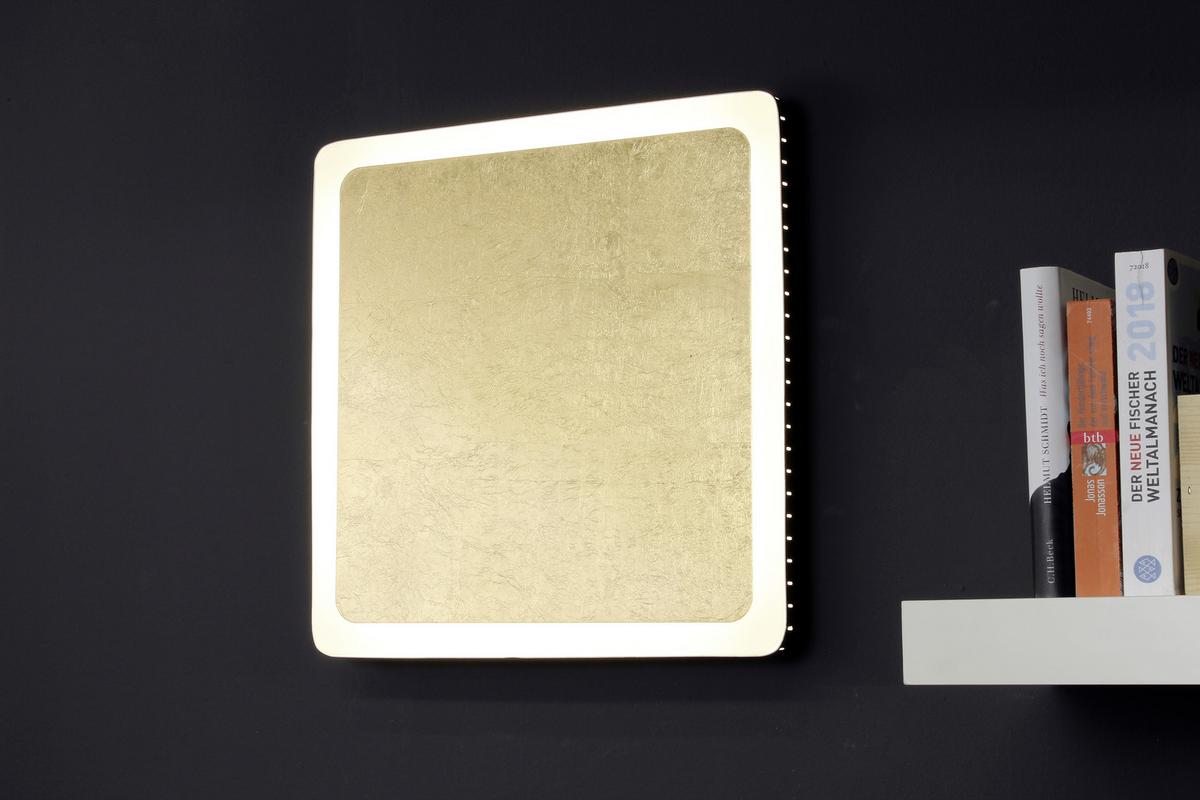 LED-Deckenleuchte Solaris L: 41 cm Mit 3 Helligkeitsstufen - Goldfarben/Schwarz, Design, Metall (4,5/41/41cm)