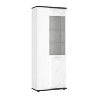 Vitrine Venezia Eiche Dunkel/weiß B: 76,1 Cm - Eiche dunkel/Weiß Hochglanz, MODERN, Glas/Holzwerkstoff (76,1/200/40cm)