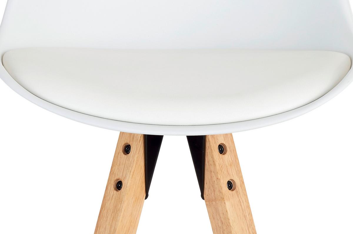 Barhocker mit Lehne Levi Weiß/Kautschukholz - Weiß/Naturfarben, MODERN, Holz/Kunststoff (48,5/111,5/55cm) - MID.YOU