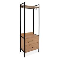 Garderobe Dhaka Eichefarben/Schwarz B: 64 cm - Schwarz, MODERN, Holzwerkstoff/Metall (64/190/40cm)