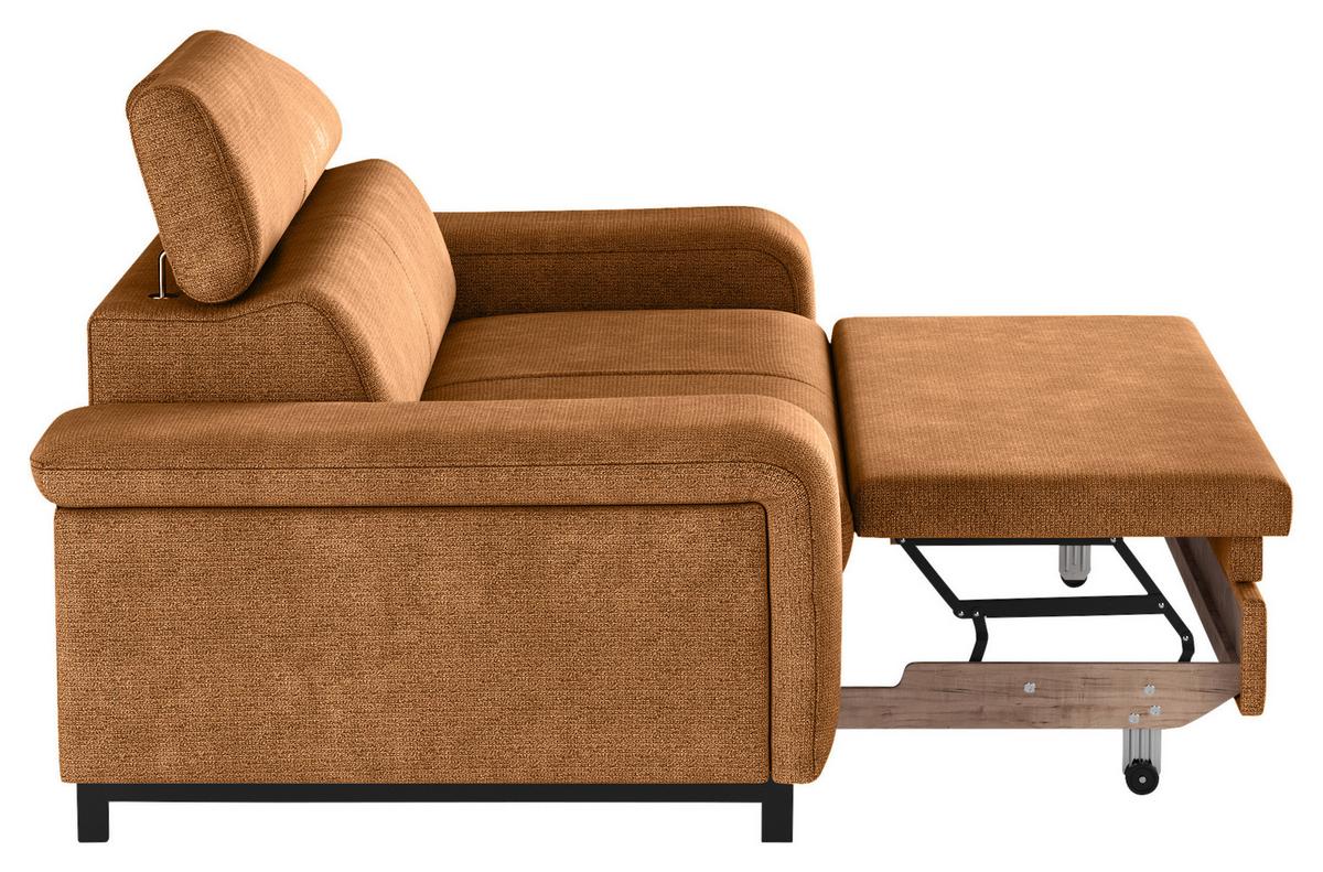 3-Sitzer-Sofa Emma Mit Liegefunktion Cognac B: 217 cm - Cognac/Schwarz, Textil (217/81/100cm) - MID.YOU