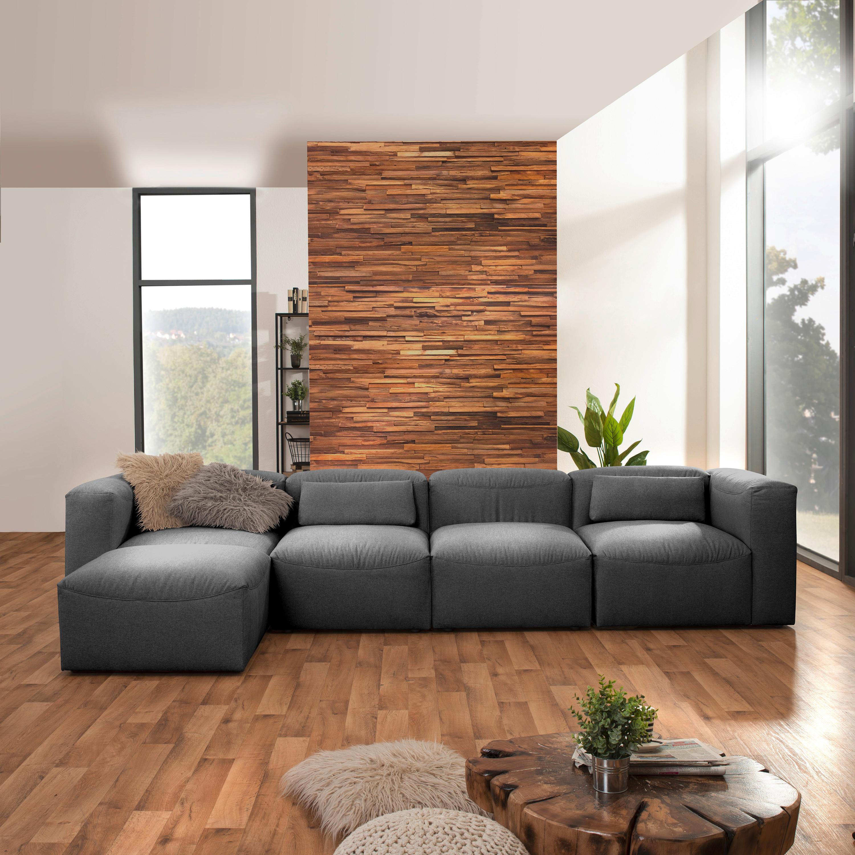 Ecksofa Lena Anthrazit Flachgewebe - Anthrazit, Design, Textil (175/73/100cm) - Max Winzer