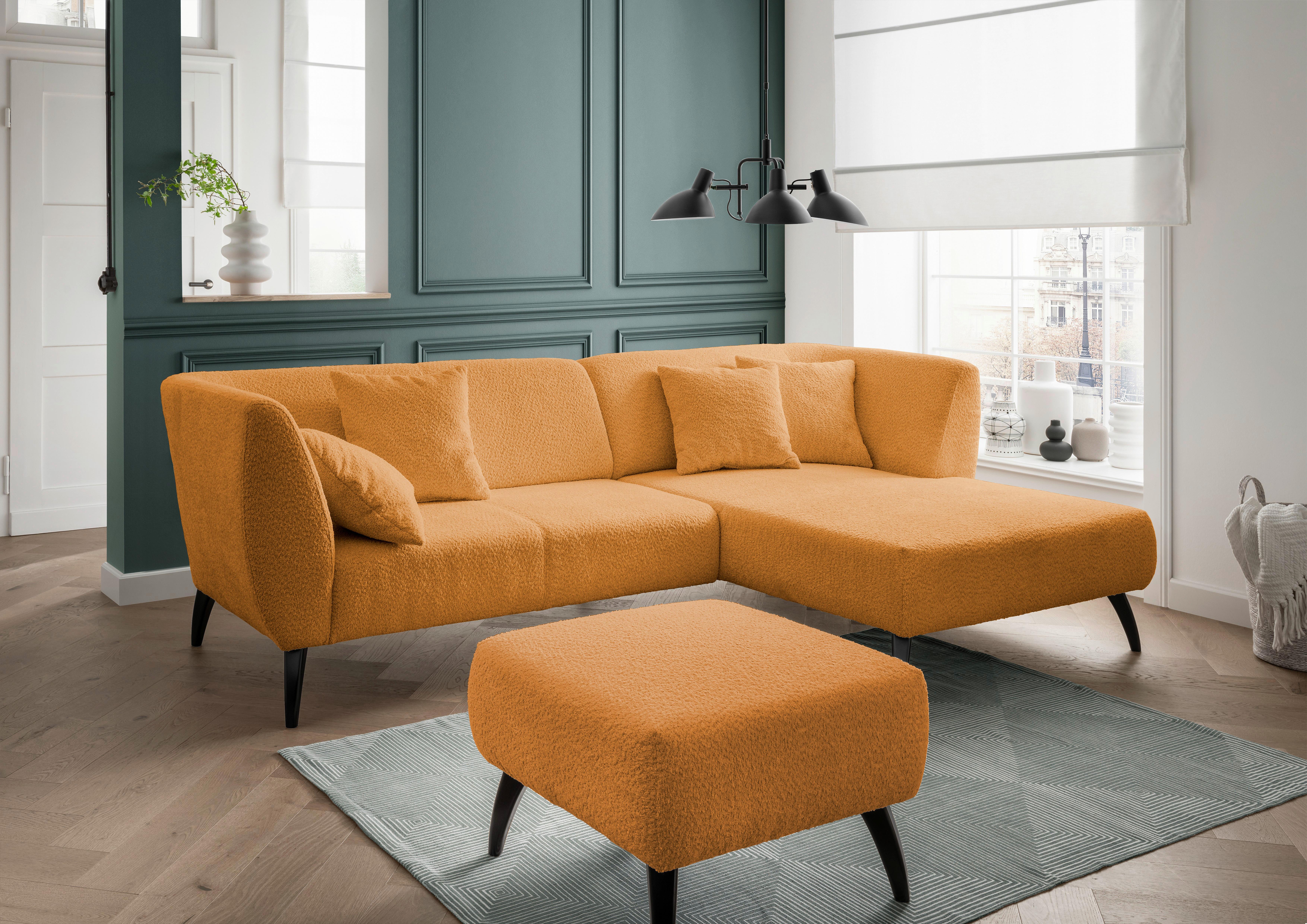 Ecksofa Colori Goldfarben S: 264/160 cm - Goldfarben/Schwarz, MODERN, Holz/Textil (264/160cm) - MID.YOU