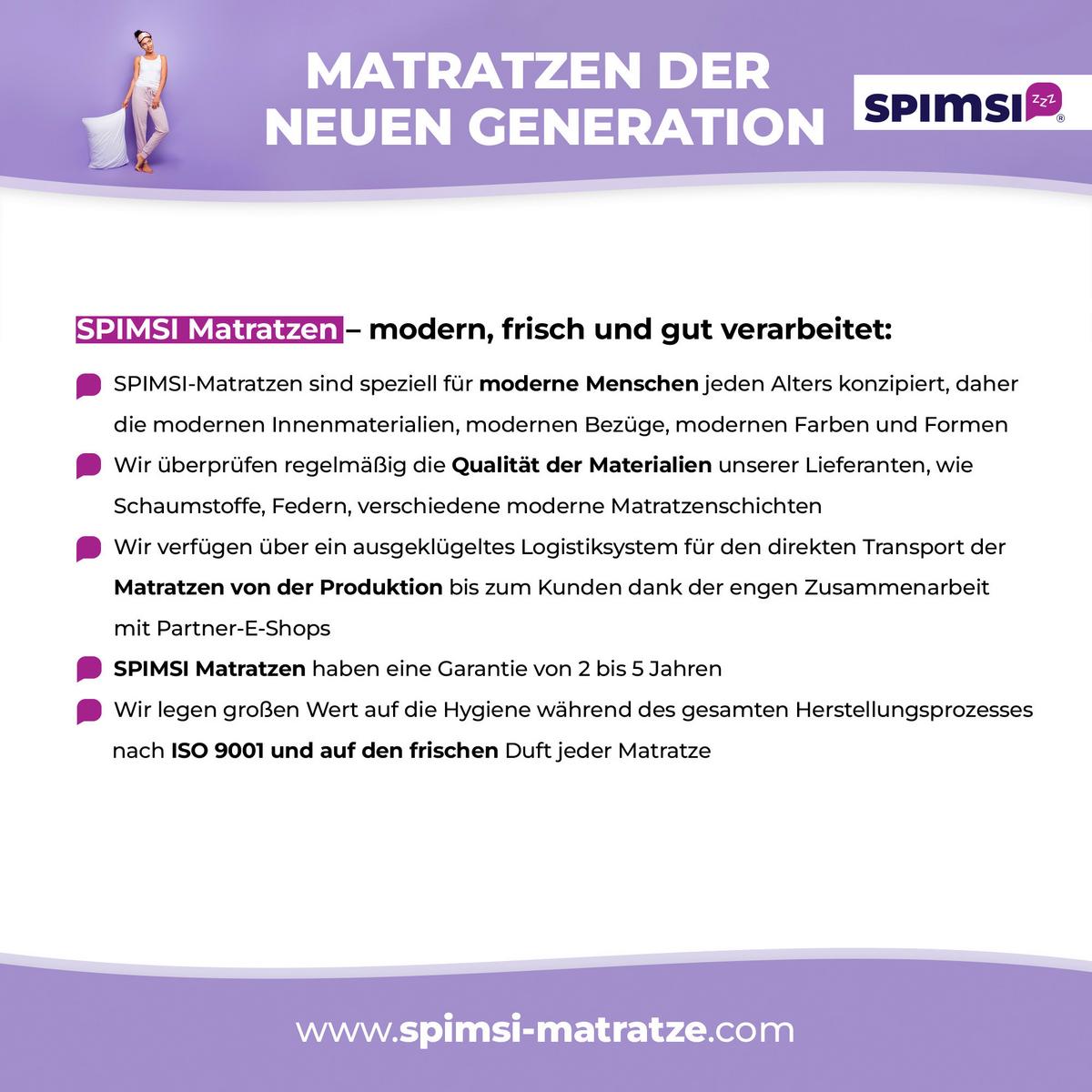 Viscomatratze Spimsi Aloe 90x200 cm H3/H4 H: 19 cm - Weiß/Grün, LIFESTYLE, Textil (90/200cm) - Spimsi