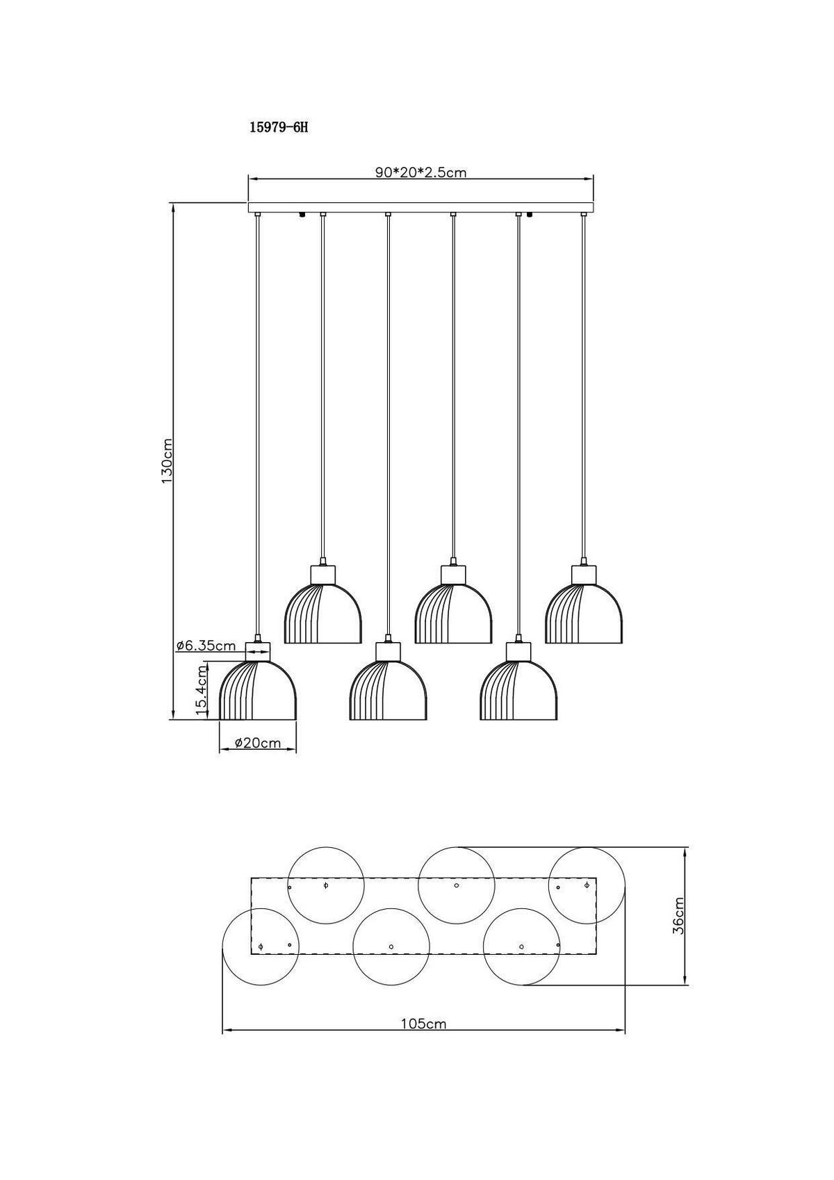 HÄNGELEUCHTE Braun, Schwarz, ca. 105x36 cm - Bernsteinfarben/Schwarz, Design, Glas/Holz (105/36cm) - Globo