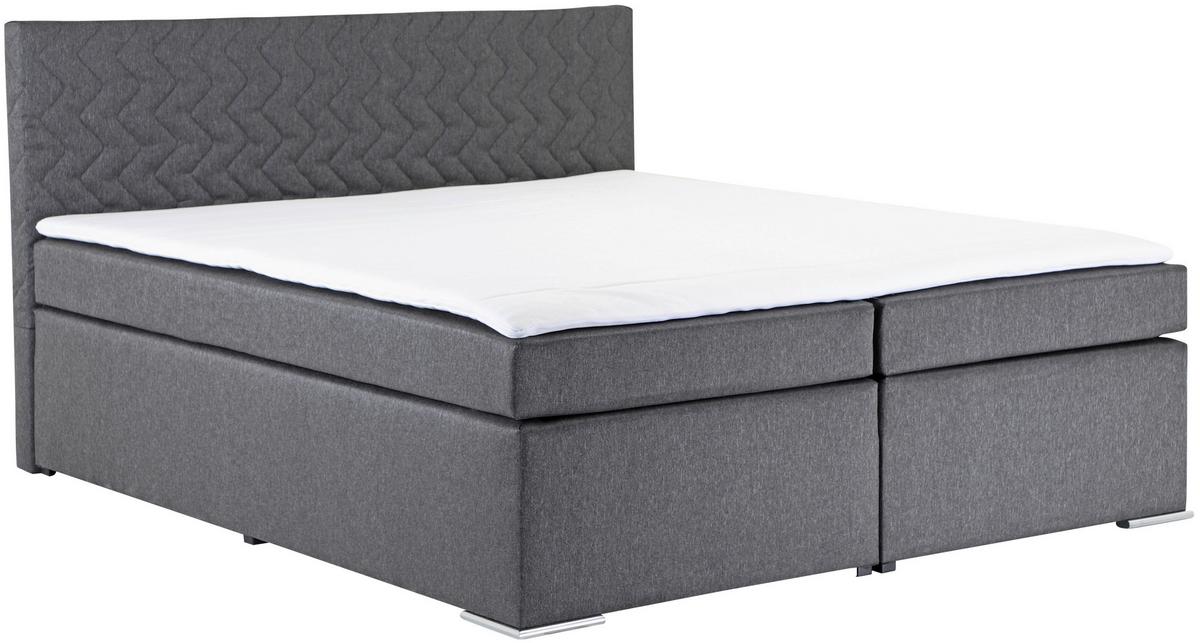 Boxspringbett mit Topper 180x200 cm Bety Grey - Chromfarben/Grau, Basics, Textil (180/200cm)
