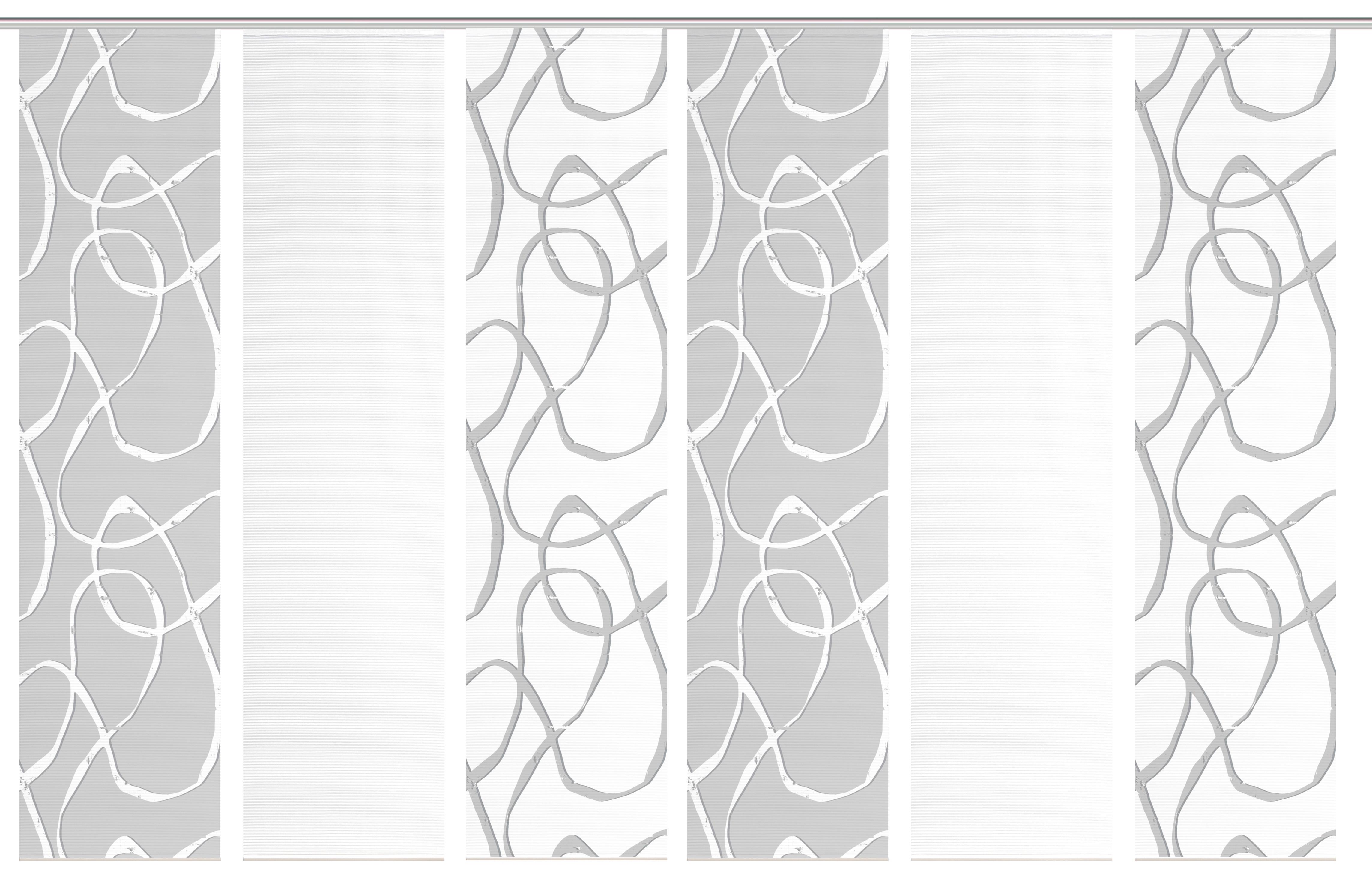 Flächenvorhang Ophelia 6er Set - Grau Hochglanz/Weiß, KONVENTIONELL, Textil (60/260cm)