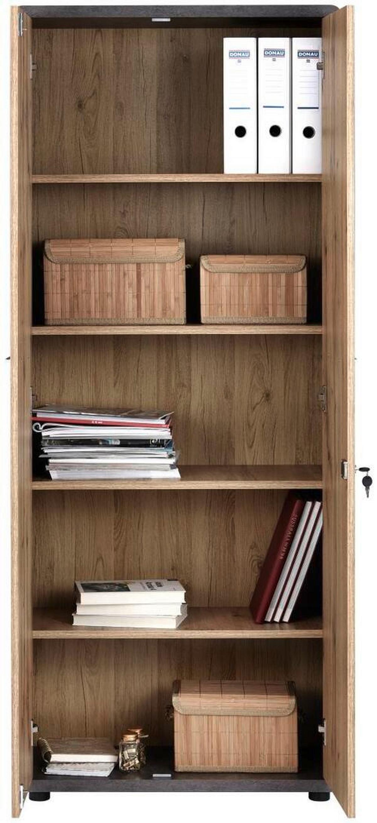 Aktenschrank Versperrbar Fontana Eiche, B 75 Cm - Eichefarben/Dunkelgrau, MODERN, Holzwerkstoff (75/184,7/35cm)