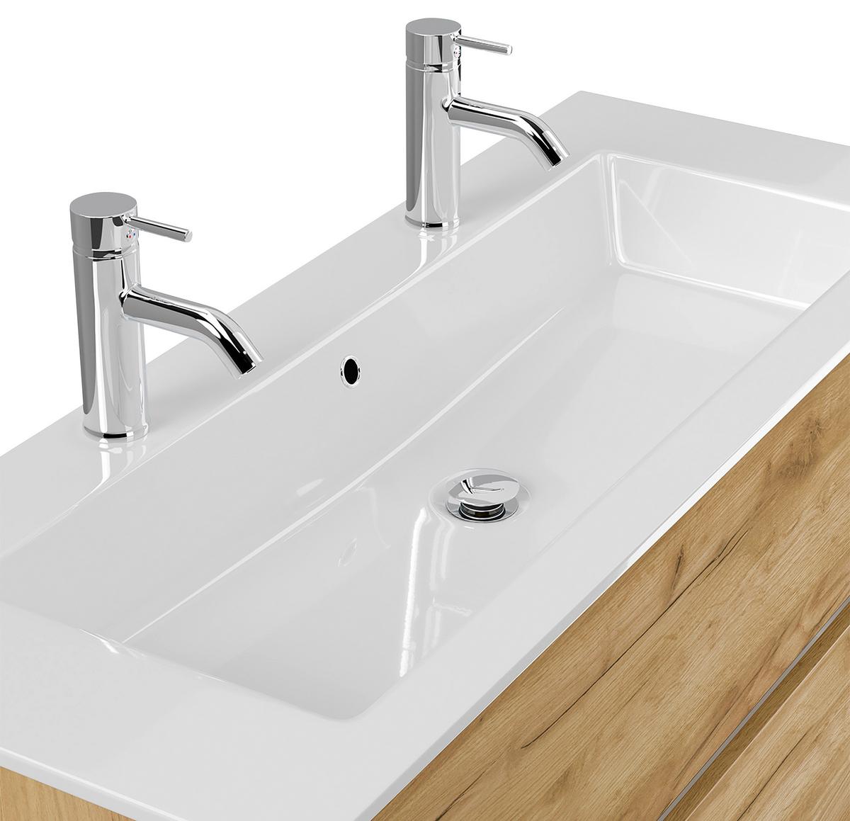 Waschtischkombi Limes Eiche Dekor B: 120 Cm - Eichefarben/Weiß, MODERN, Holzwerkstoff/Stein (120/58,5/46,5cm) - MID.YOU