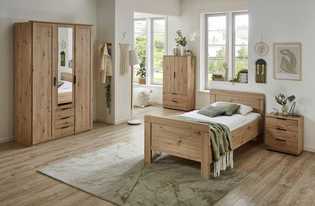 Drehtürenschrank Nadja Eiche Dekor B: 135 cm - Eiche Artisan, KONVENTIONELL, Glas/Holzwerkstoff (135/210/58cm) - MID.YOU