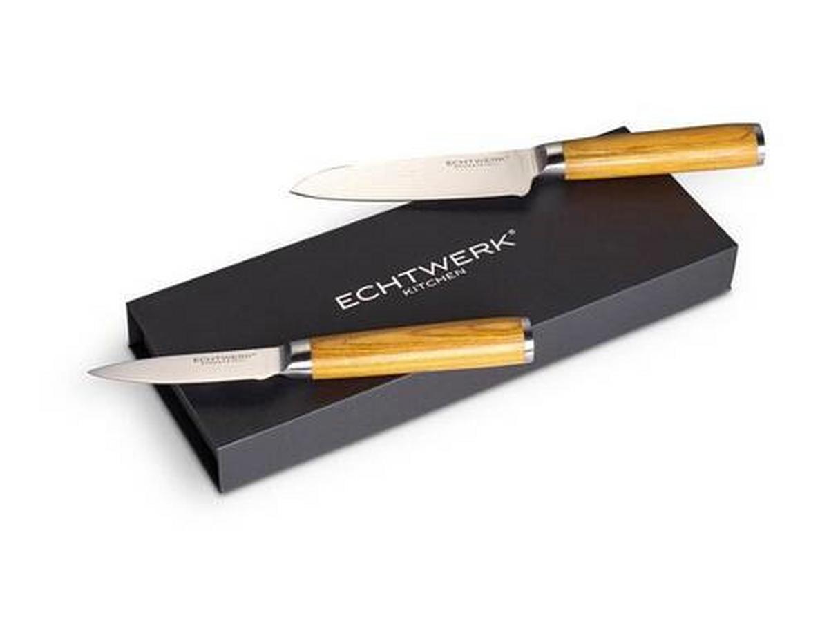 Messerset Aleyna 2 -Teilig. Crv-Stahl Klinge ca. 19,7 cm - Silberfarben/Braun, MODERN, Metall - Echtwerk