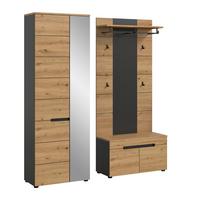 Garderobe Canu 3-Teilig Eiche Artisan/Grau B: 160 cm - Eiche Artisan, Design, Holzwerkstoff (160/190/37cm) - Livetastic