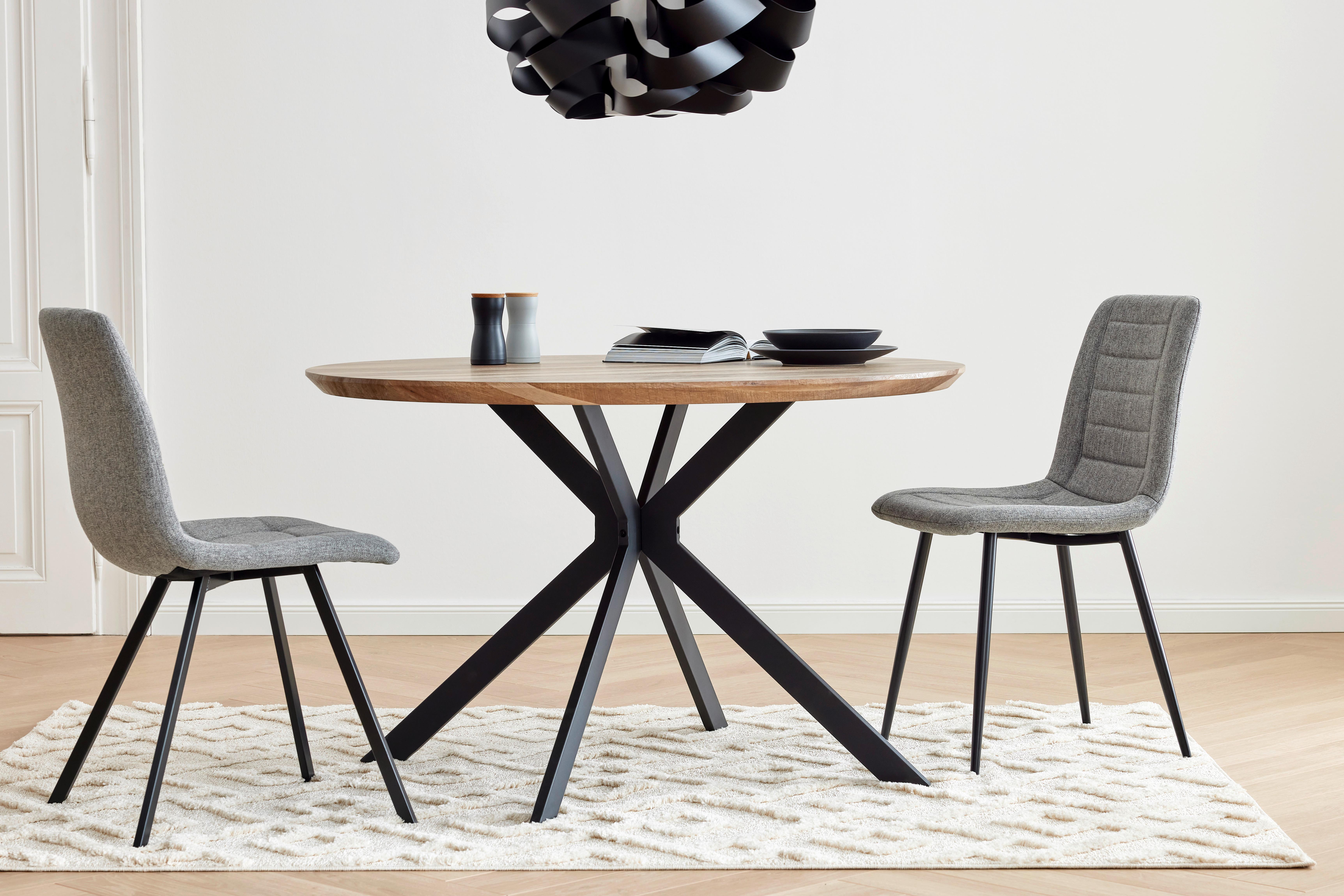 Esstisch Malu - Eichefarben/Schwarz, MODERN, Holzwerkstoff/Metall (120/120/76cm) - MID.YOU