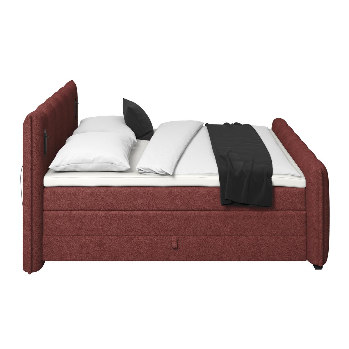 Boxspringbett Elysia inkl. Bettkasten 200x200 - Bordeaux/Schwarz, Trend, Holz/Holzwerkstoff (200/200cm) - Luca Bessoni